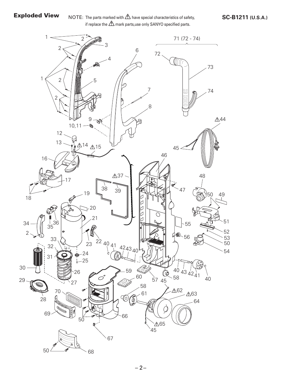 Exploded view | Sanyo SC-B1211 User Manual | Page 2 / 4