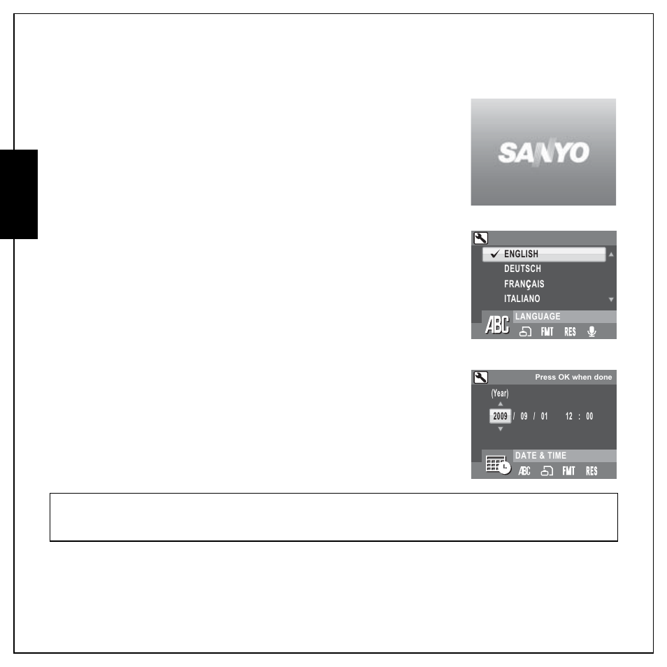First time use, English first time use | Sanyo VPC E1292 User Manual | Page 28 / 73