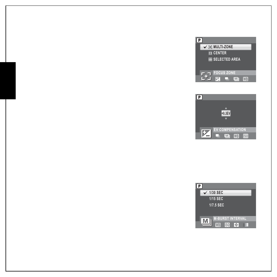Ev compensation, M-burst interval, Ev compensation aeb m-burst interval | English | Sanyo VPC E1292 User Manual | Page 40 / 73