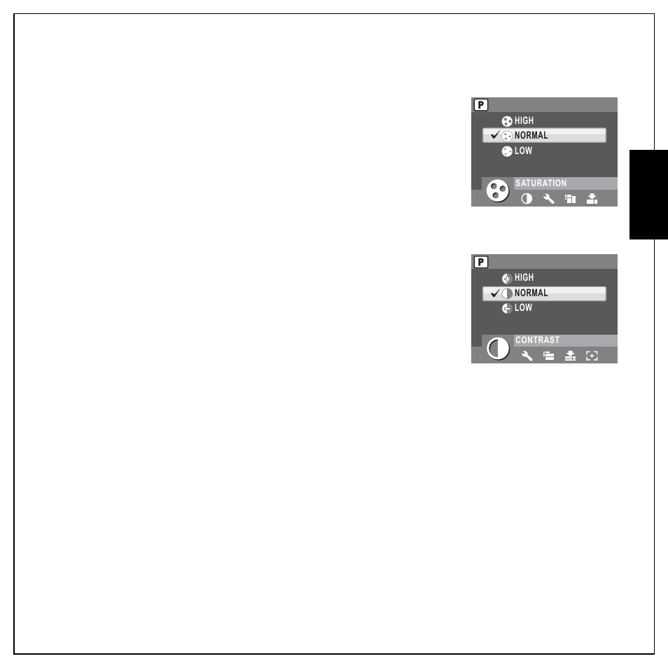 Saturation, Contrast, Setup | Saturation contrast setup, Eng lish | Sanyo VPC E1292 User Manual | Page 43 / 73