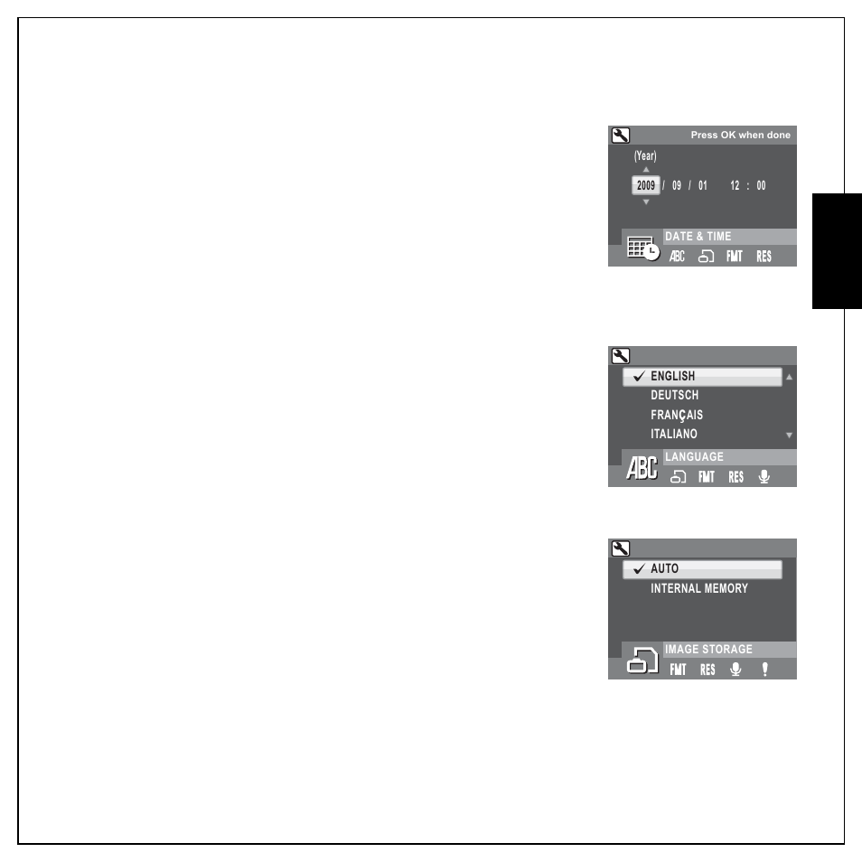 Date and time, Language, Image storage | Date and time language image storage, Eng lish | Sanyo VPC E1292 User Manual | Page 61 / 73