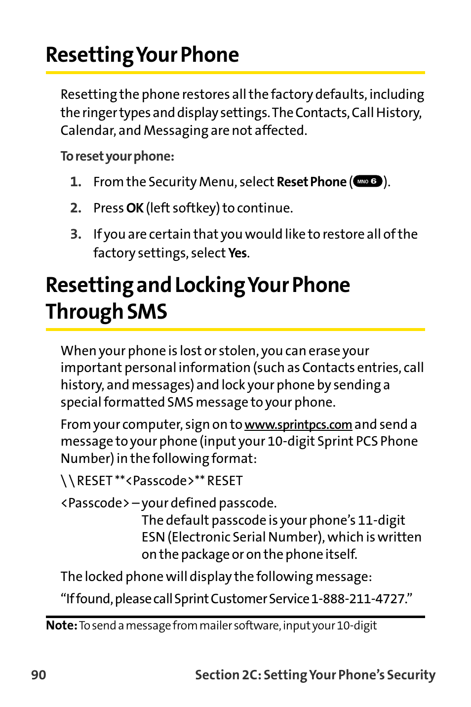Resetting your phone, Resetting and locking your p, Resetting and locking your phone through sms | Sanyo MM-8300 User Manual | Page 100 / 324