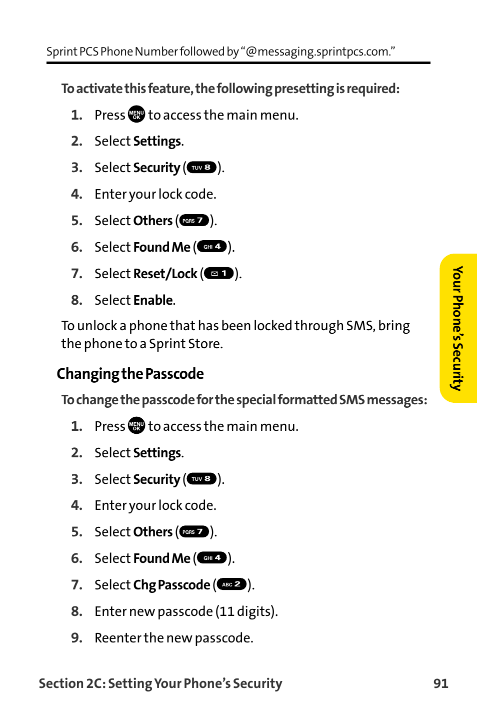 Changing the passcode | Sanyo MM-8300 User Manual | Page 101 / 324