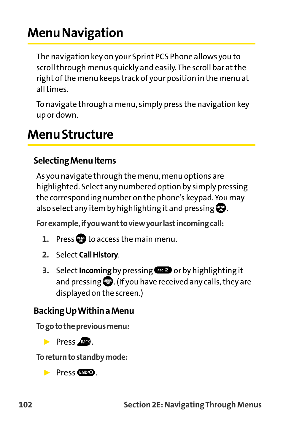 Menu navigation, Menu structure | Sanyo MM-8300 User Manual | Page 112 / 324