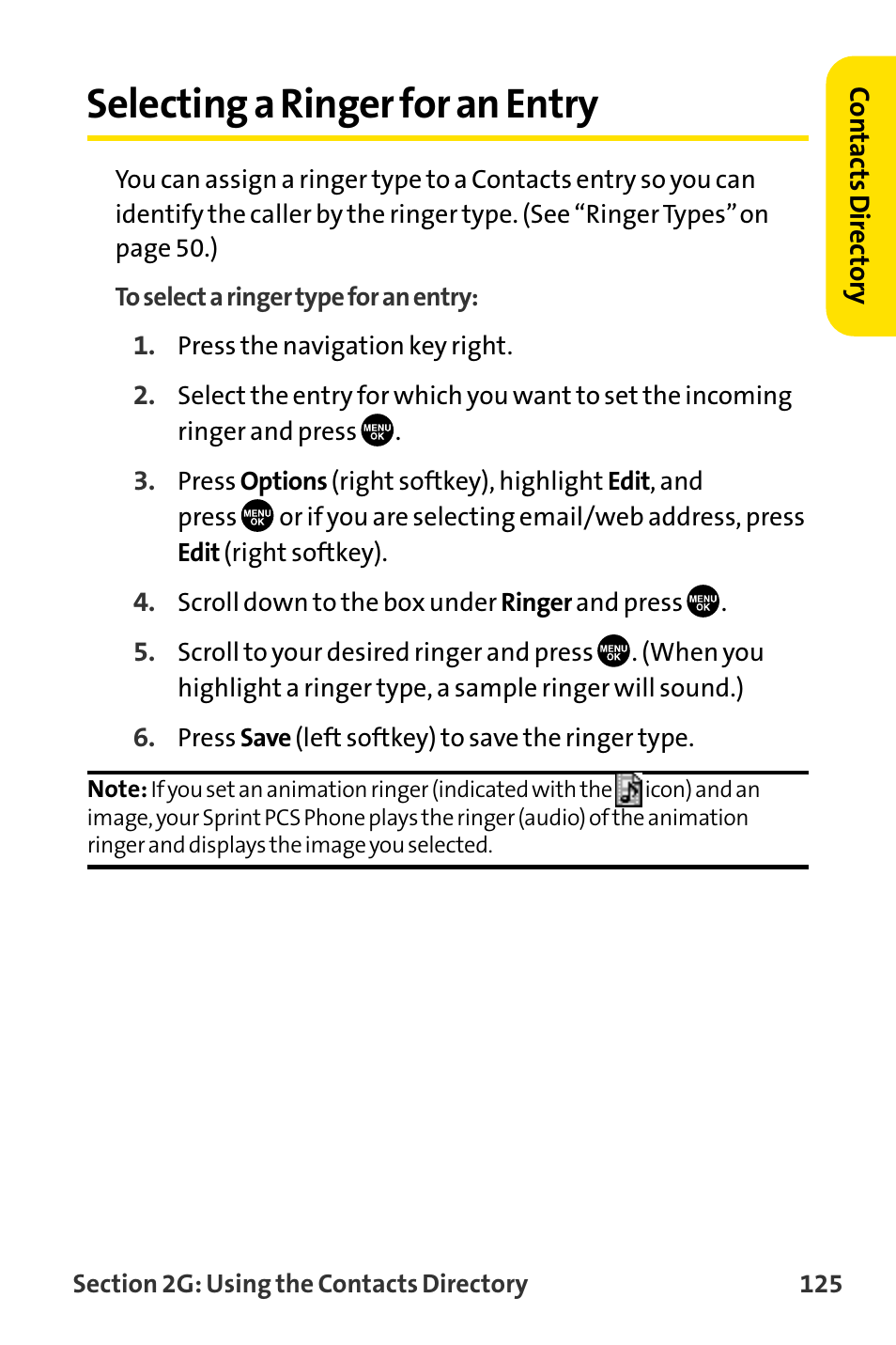 Selecting a ringer for an entry | Sanyo MM-8300 User Manual | Page 135 / 324