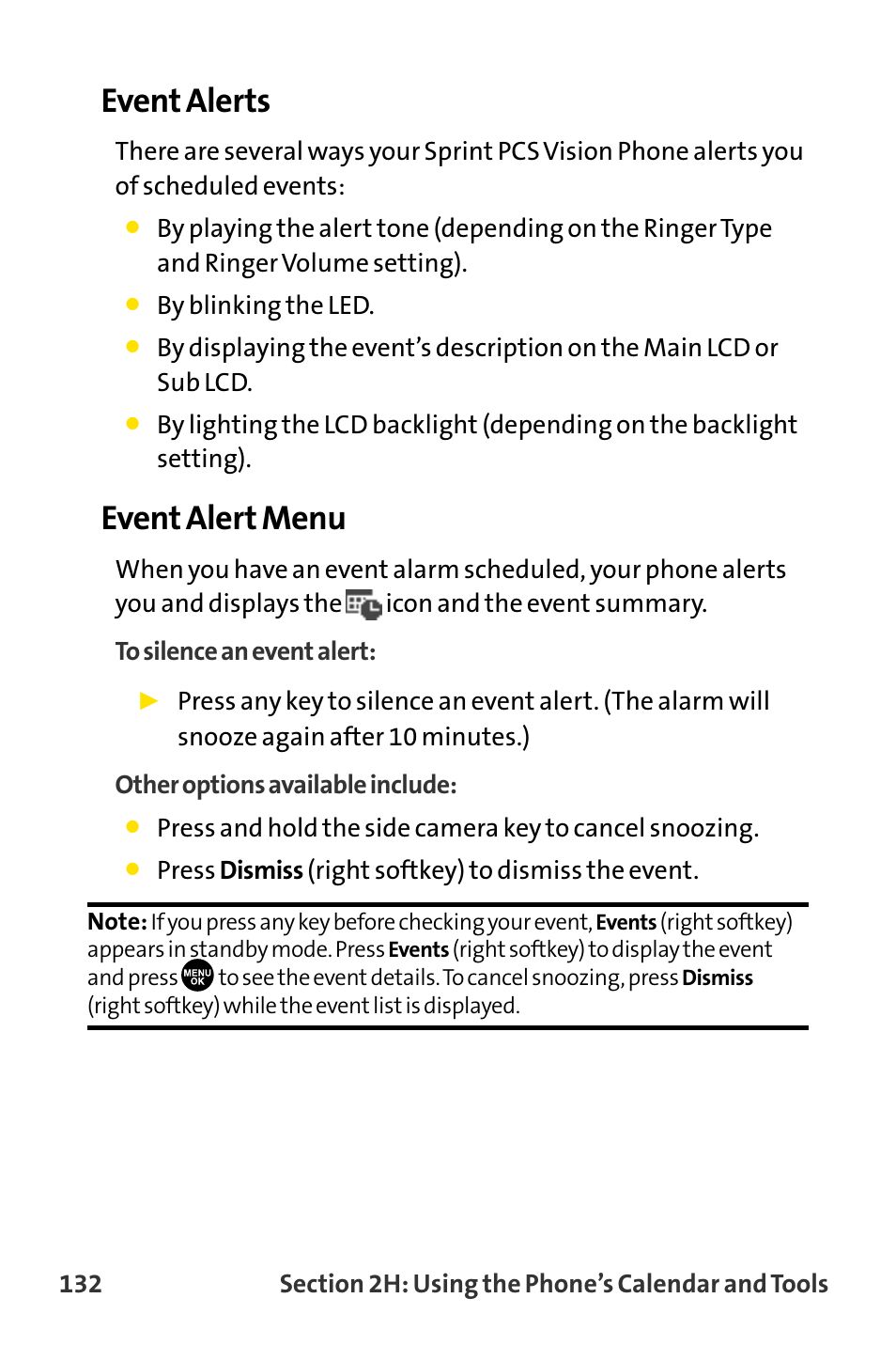 Event alerts, Event alert menu | Sanyo MM-8300 User Manual | Page 142 / 324
