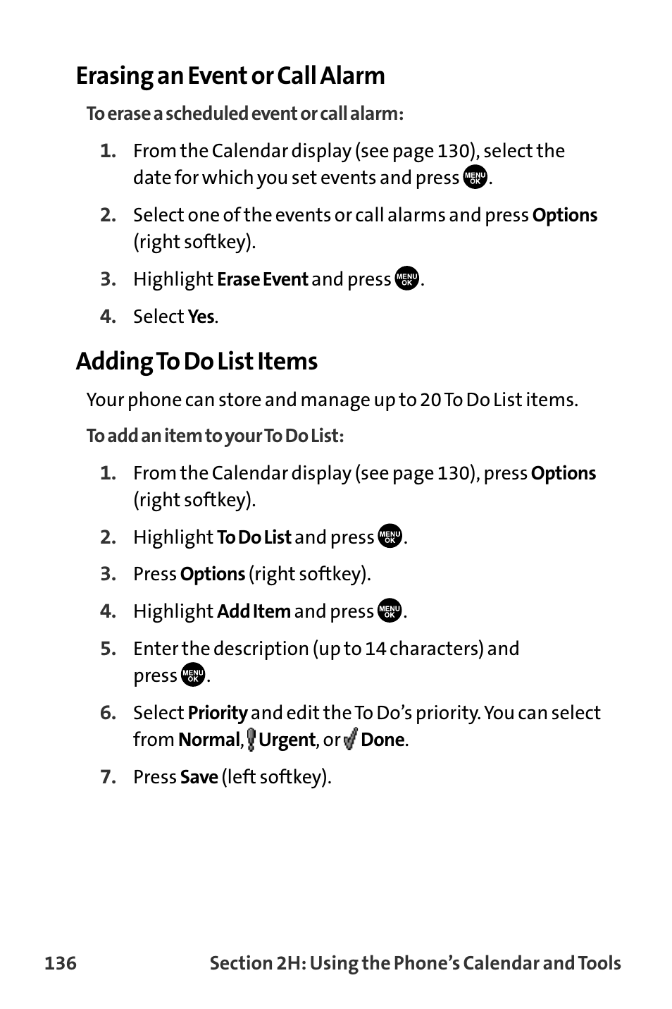Erasing an event or call alarm, Adding to do list items | Sanyo MM-8300 User Manual | Page 146 / 324