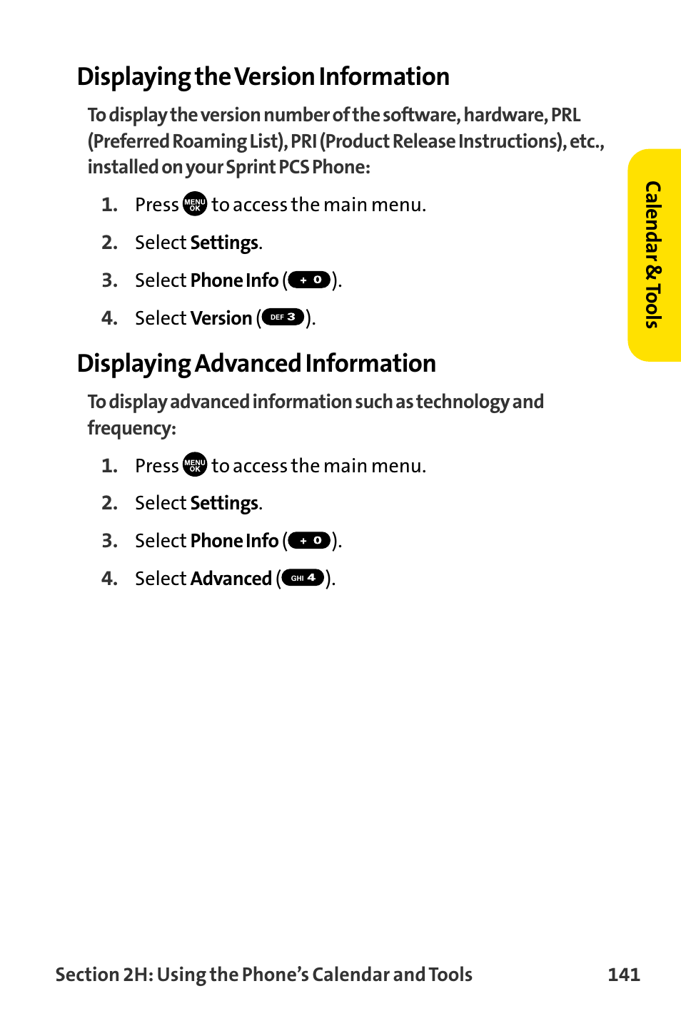 Displaying the version information, Displaying advanced information | Sanyo MM-8300 User Manual | Page 151 / 324