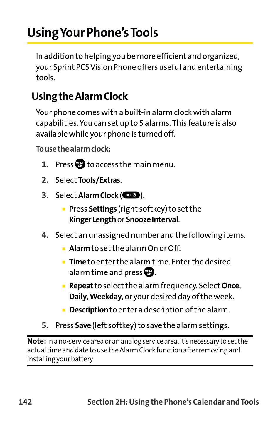 Using your phone’s tools, Using the alarm clock | Sanyo MM-8300 User Manual | Page 152 / 324