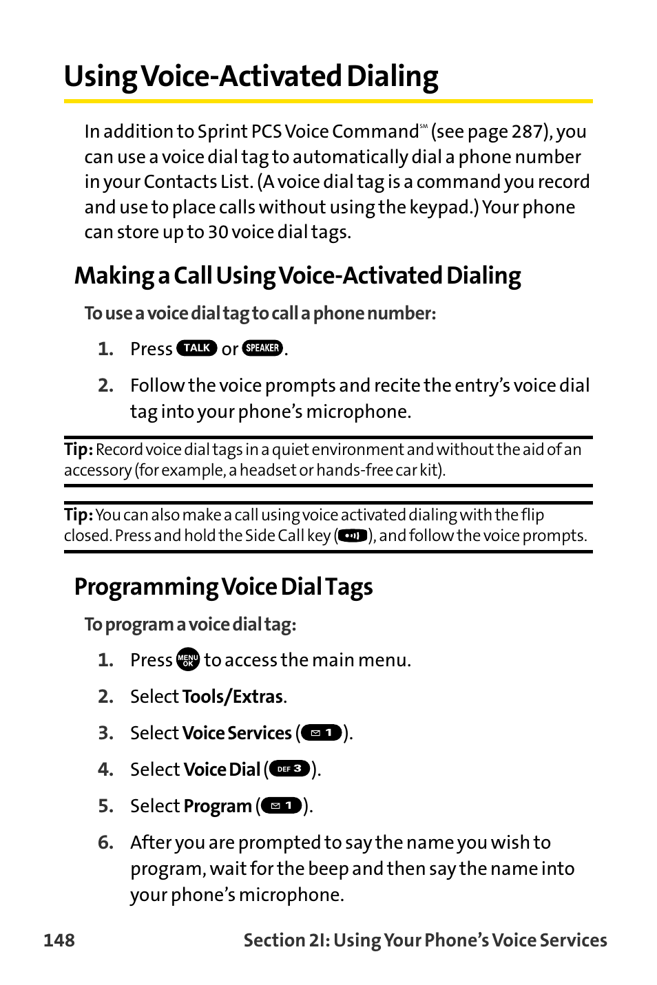 Using voice-activated dialing, Making a call using voice-activated dialing, Programming voice dial tags | Sanyo MM-8300 User Manual | Page 158 / 324
