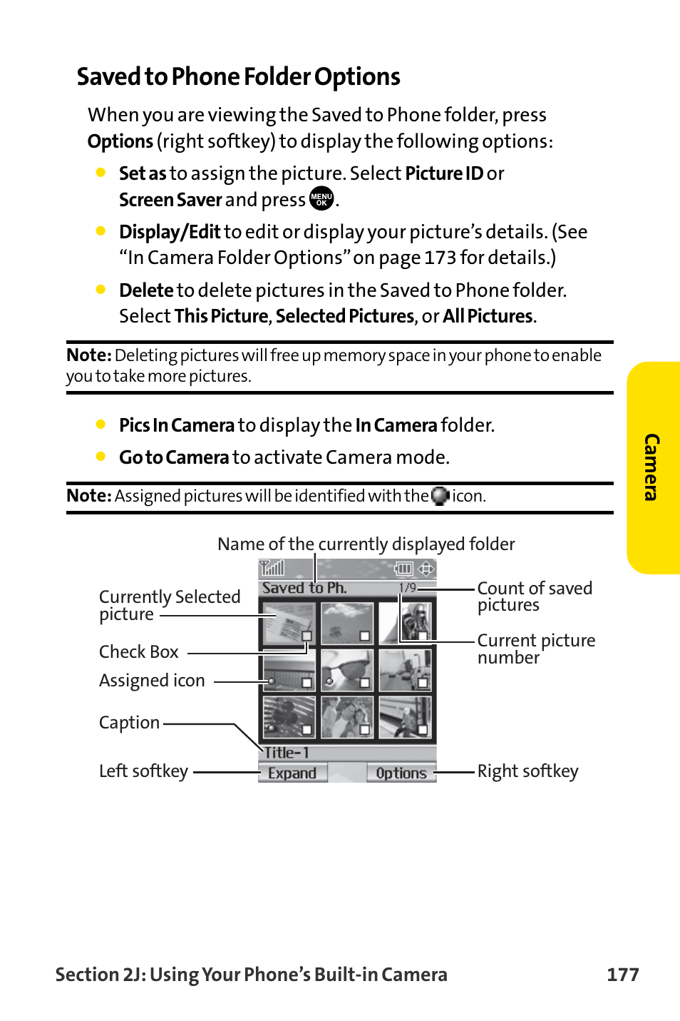 Saved to phone folder options, Camer a | Sanyo MM-8300 User Manual | Page 187 / 324