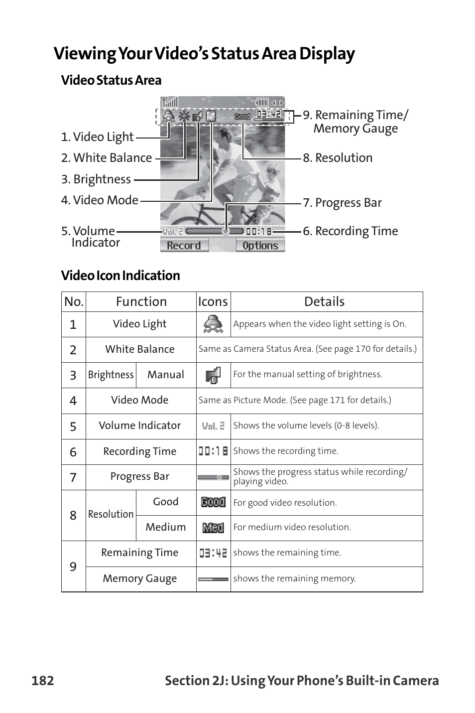 Viewing your video’s status area display | Sanyo MM-8300 User Manual | Page 192 / 324