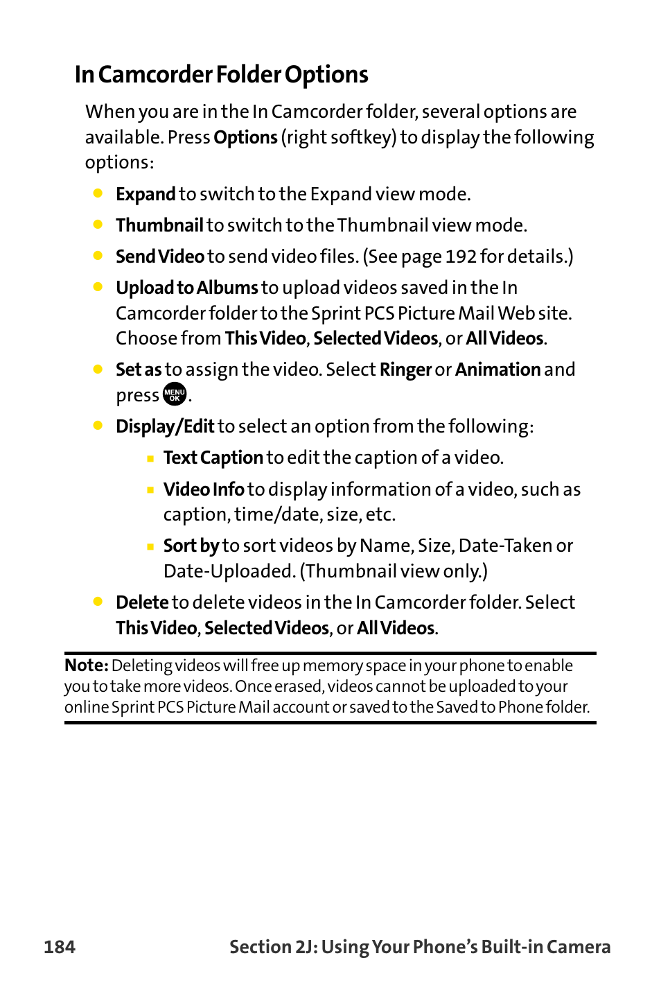 Expand to switch to the expand view mode, Thumbnail to switch to the thumbnail view mode, Text caption to edit the caption of a video | Sanyo MM-8300 User Manual | Page 194 / 324
