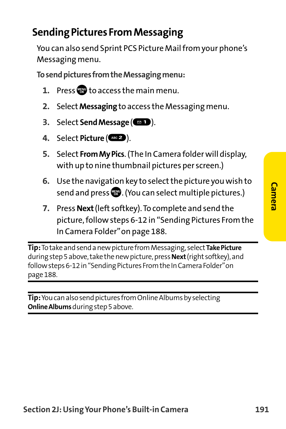 Sending pictures from messaging | Sanyo MM-8300 User Manual | Page 201 / 324