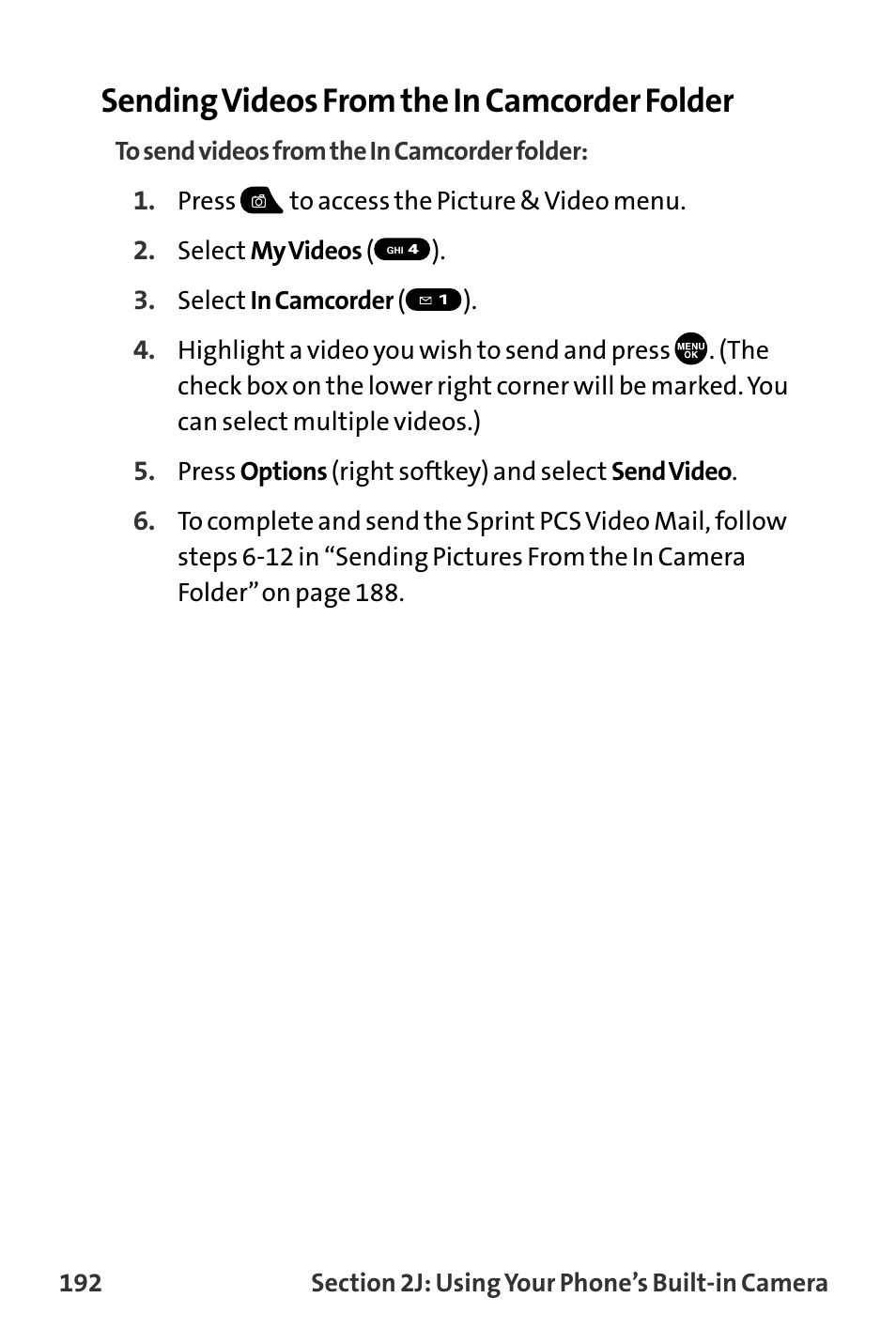 Sending videos from the in camcorder folder | Sanyo MM-8300 User Manual | Page 202 / 324
