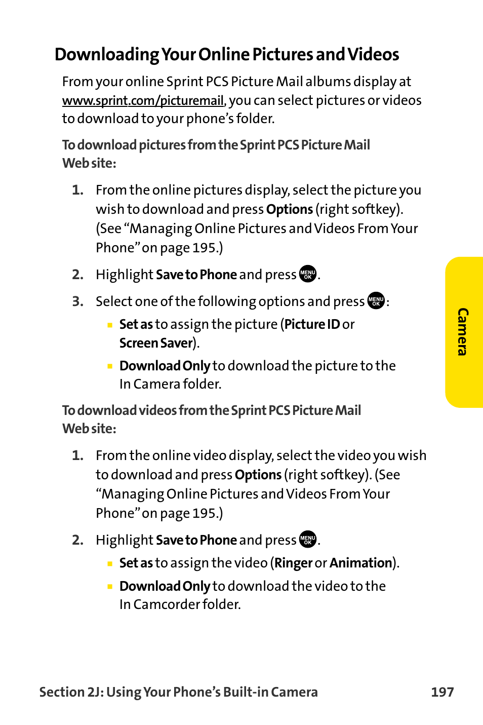 Downloading your online pictures and videos | Sanyo MM-8300 User Manual | Page 207 / 324