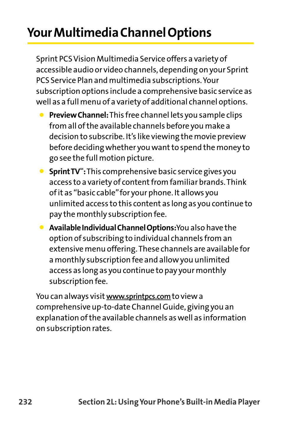 Your multimedia channel options | Sanyo MM-8300 User Manual | Page 242 / 324