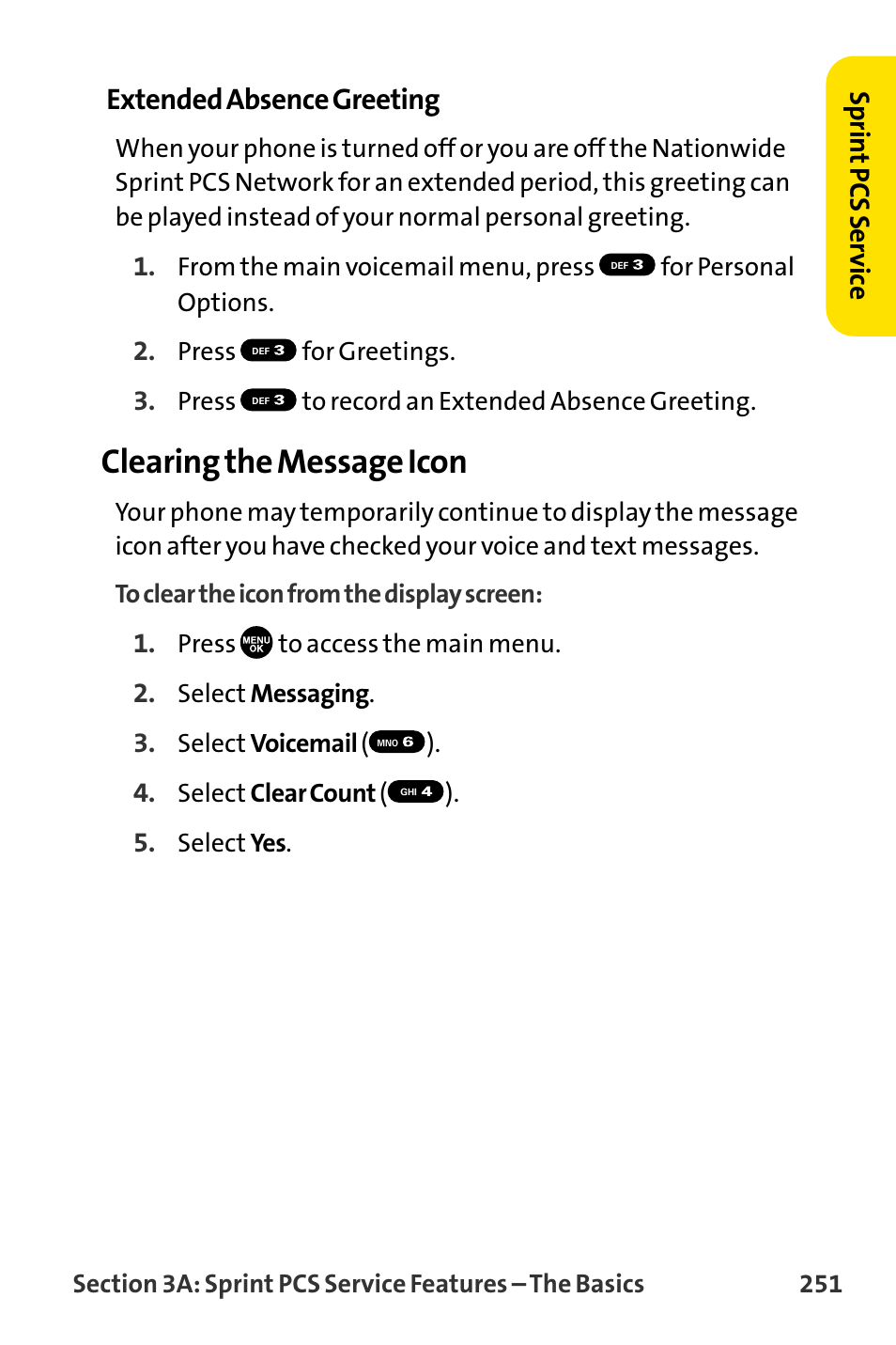Clearing the message icon, Extended absence greeting | Sanyo MM-8300 User Manual | Page 261 / 324