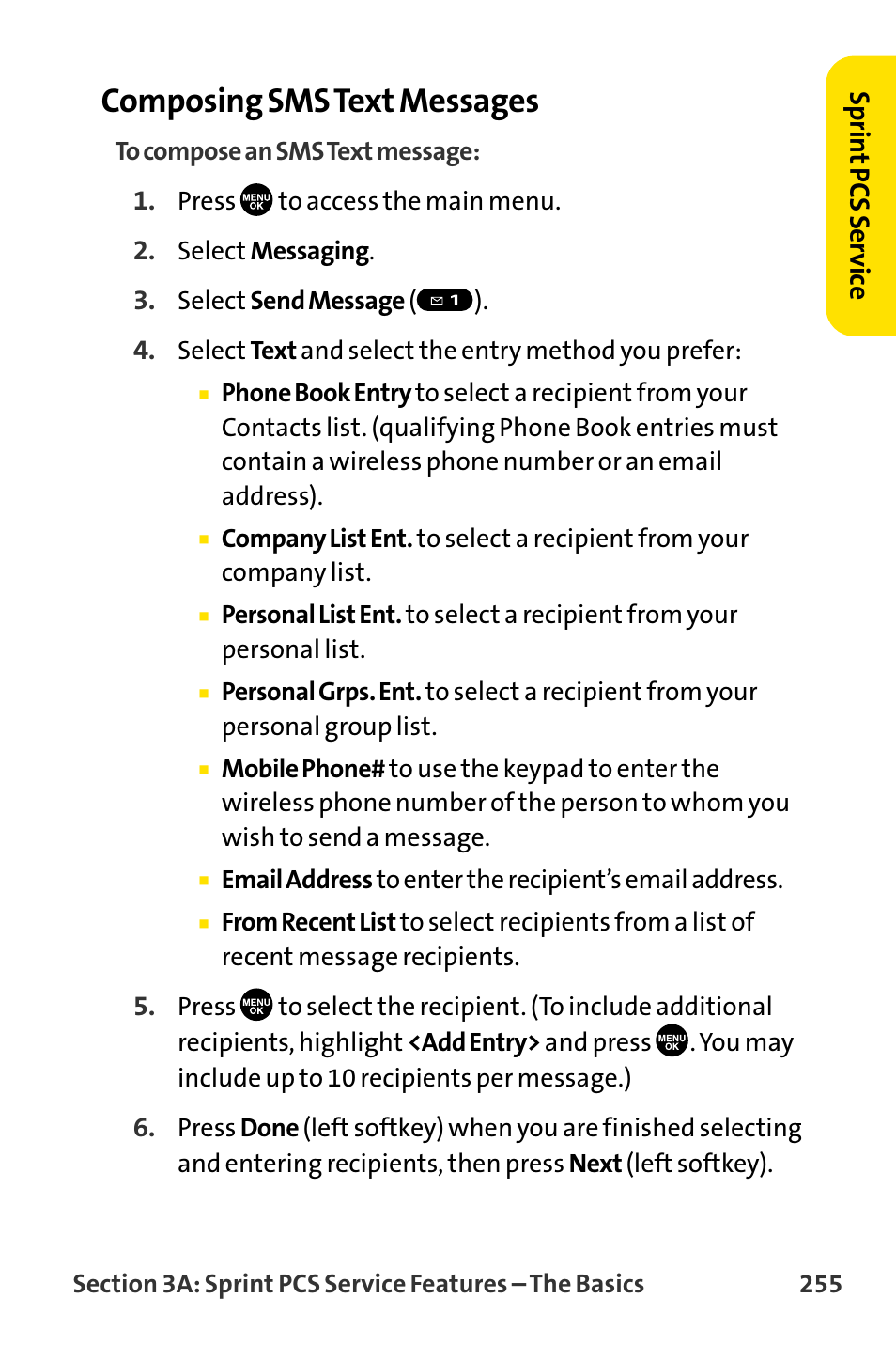 Composing sms text messages | Sanyo MM-8300 User Manual | Page 265 / 324