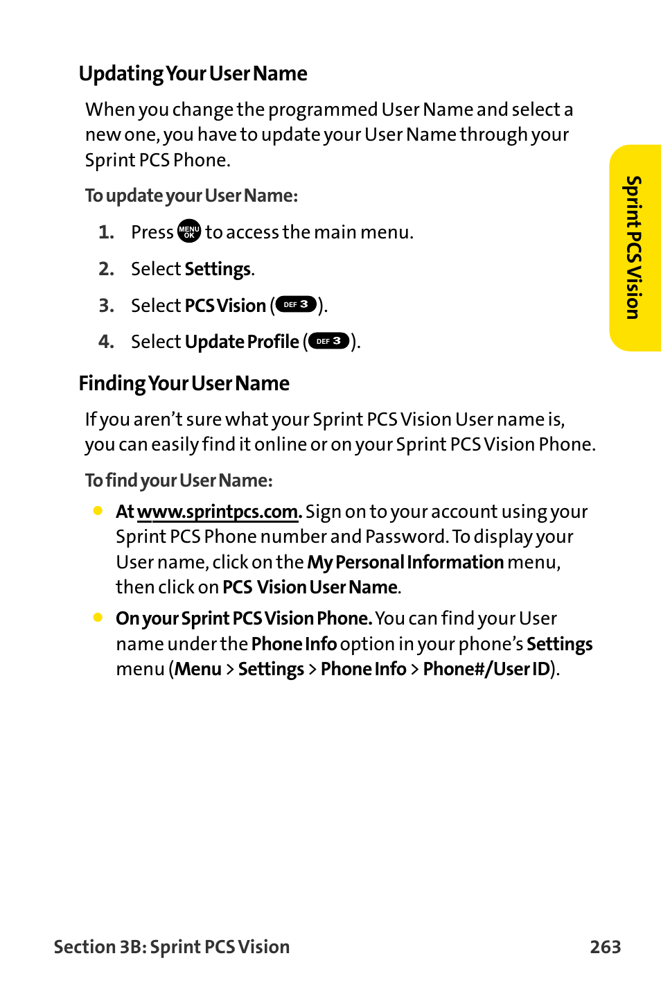 Updating your user name, Finding your user name | Sanyo MM-8300 User Manual | Page 273 / 324