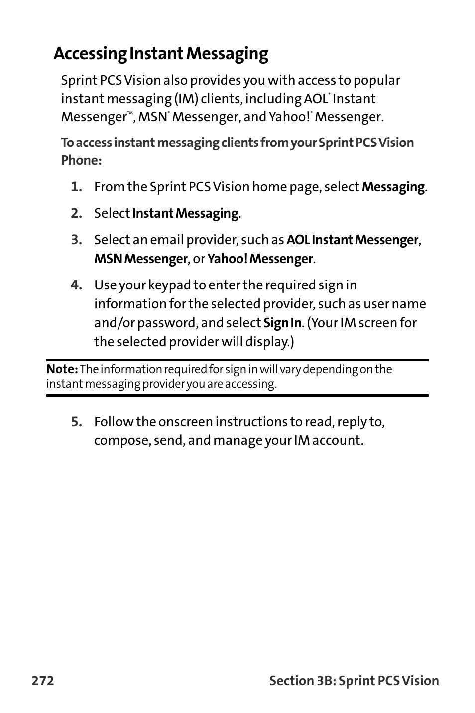 Accessing instant messaging | Sanyo MM-8300 User Manual | Page 282 / 324