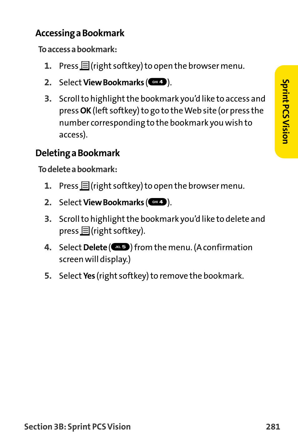 Accessing a bookmark, Deleting a bookmark | Sanyo MM-8300 User Manual | Page 291 / 324