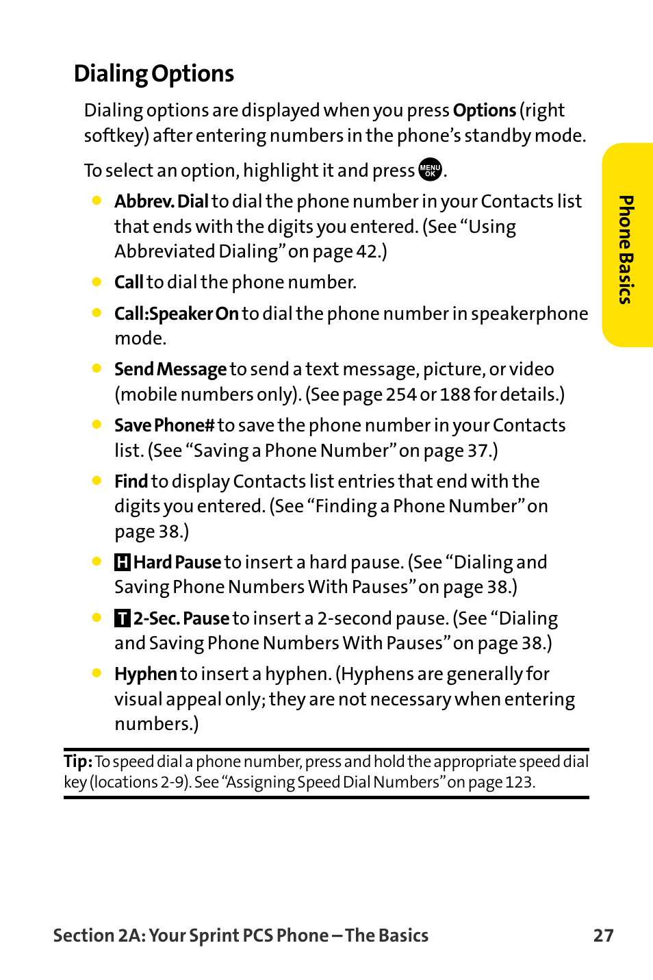 Dialing options, Phone basics | Sanyo MM-8300 User Manual | Page 37 / 324