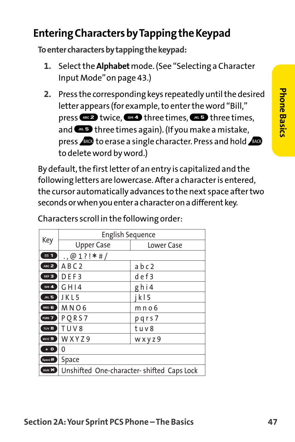 Entering characters by tapping the keypad, Phone basics | Sanyo MM-8300 User Manual | Page 57 / 324