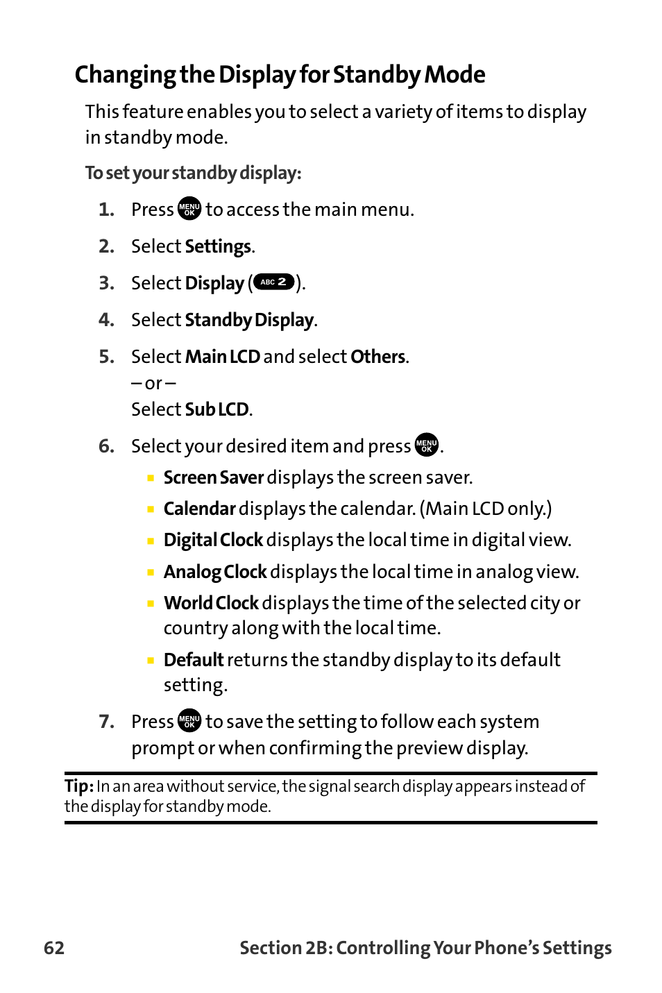 Changing the display for standby mode | Sanyo MM-8300 User Manual | Page 72 / 324
