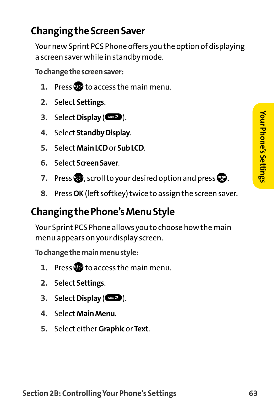 Changing the screen saver, Changing the phone’s menu style | Sanyo MM-8300 User Manual | Page 73 / 324