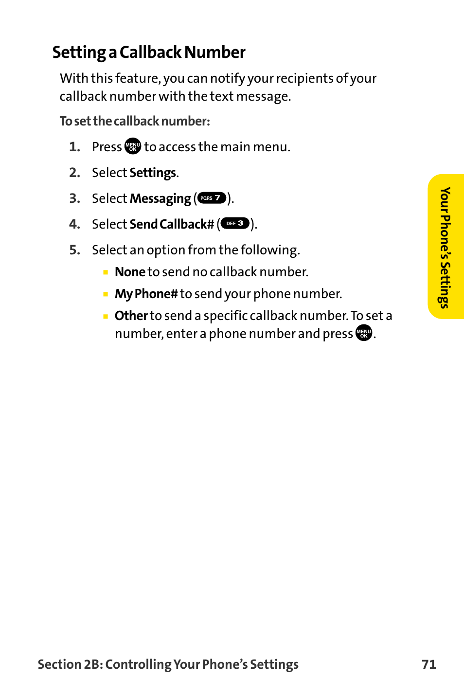 Setting a callback number | Sanyo MM-8300 User Manual | Page 81 / 324
