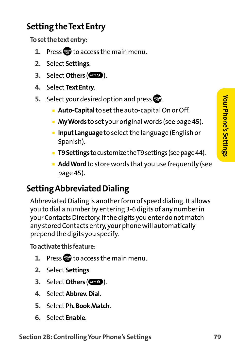 Setting the text entry, Setting abbreviated dialing | Sanyo MM-8300 User Manual | Page 89 / 324