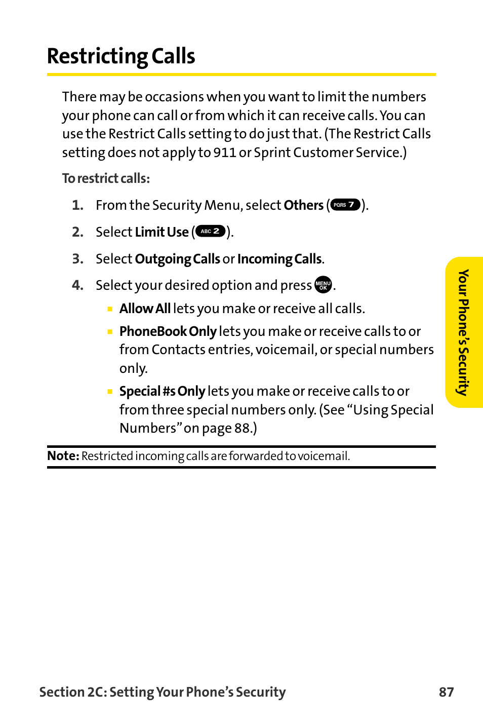Restricting calls | Sanyo MM-8300 User Manual | Page 97 / 324