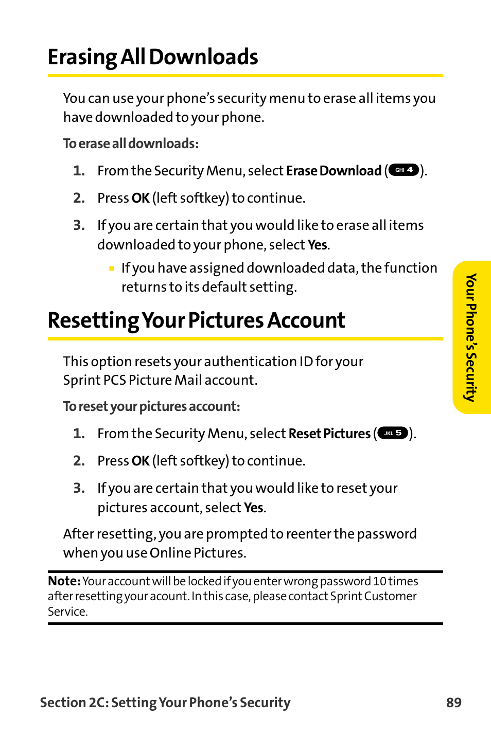 Erasing all downloads, Resetting your pictures account | Sanyo MM-8300 User Manual | Page 99 / 324