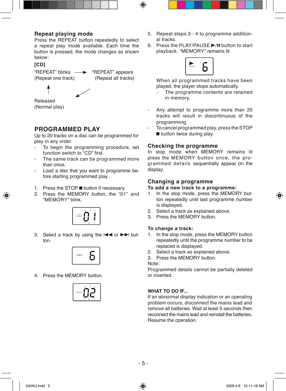 Programmed play | Sanyo MCD-ZX541F User Manual | Page 6 / 10