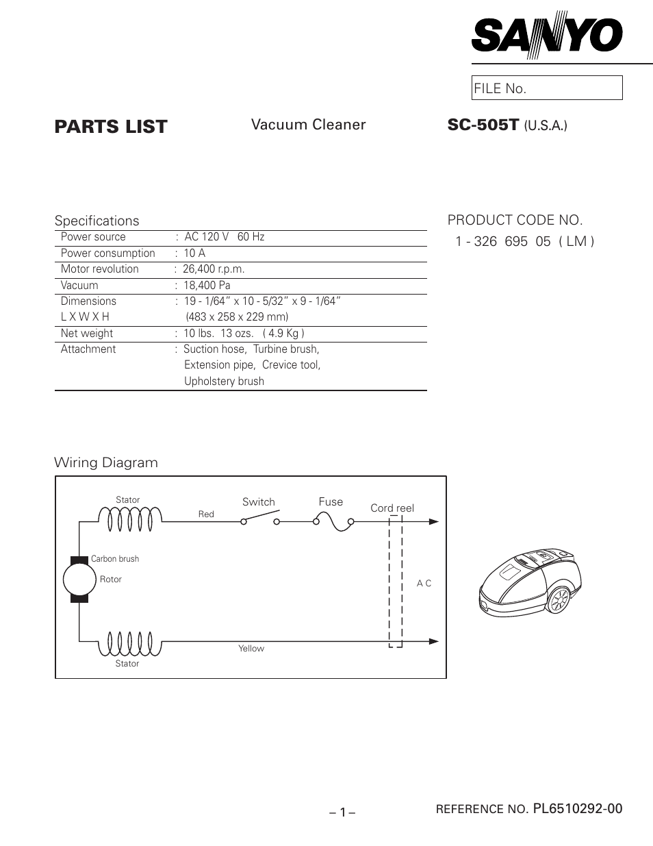 Sanyo SC-505T User Manual | 5 pages