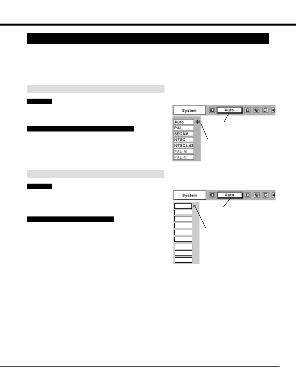 Selecting video system, Video input | Sanyo PLC-XF30NL User Manual | Page 35 / 52