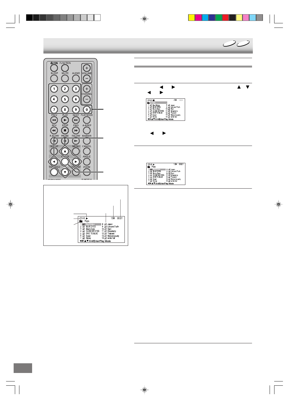 Mp3/wma cd operation, Mp3/wma cd playback, Number buttons | Sanyo DVD-L70 User Manual | Page 18 / 56