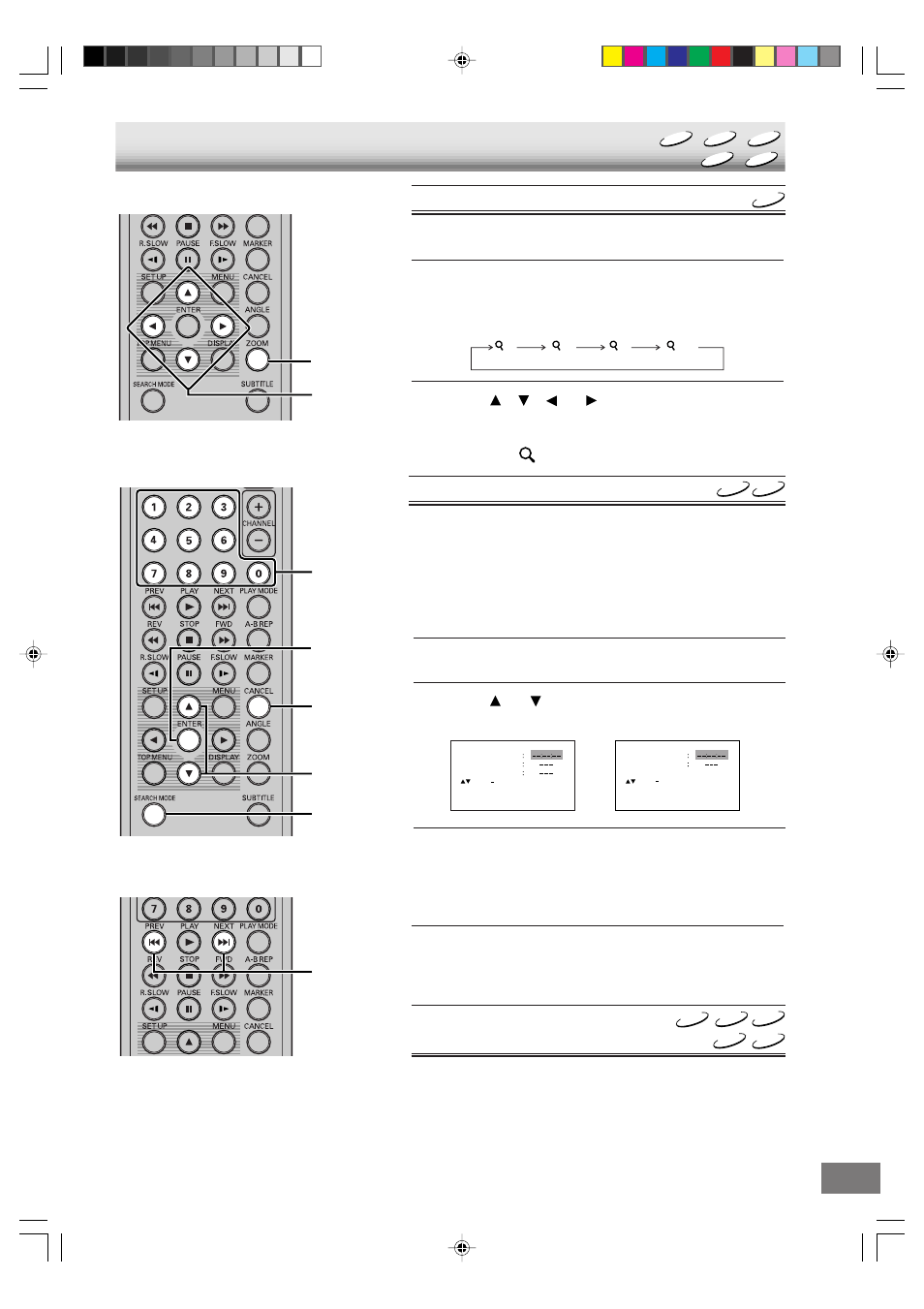 Picture zoom/locating desired scene | Sanyo DVD-L70 User Manual | Page 23 / 56