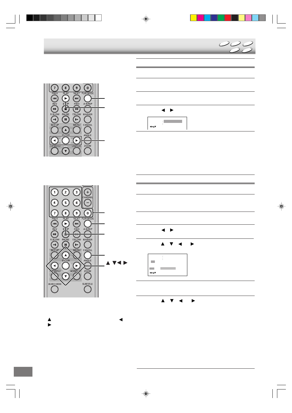 Random playback/program playback, Random playback, Program playback | Sanyo DVD-L70 User Manual | Page 26 / 56