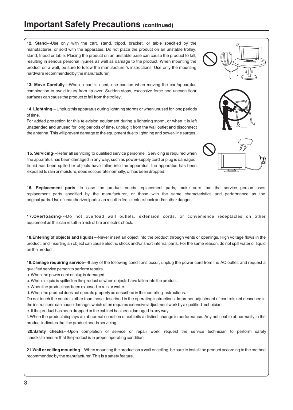 Important safety precautions | Sanyo AVL-328 User Manual | Page 6 / 44