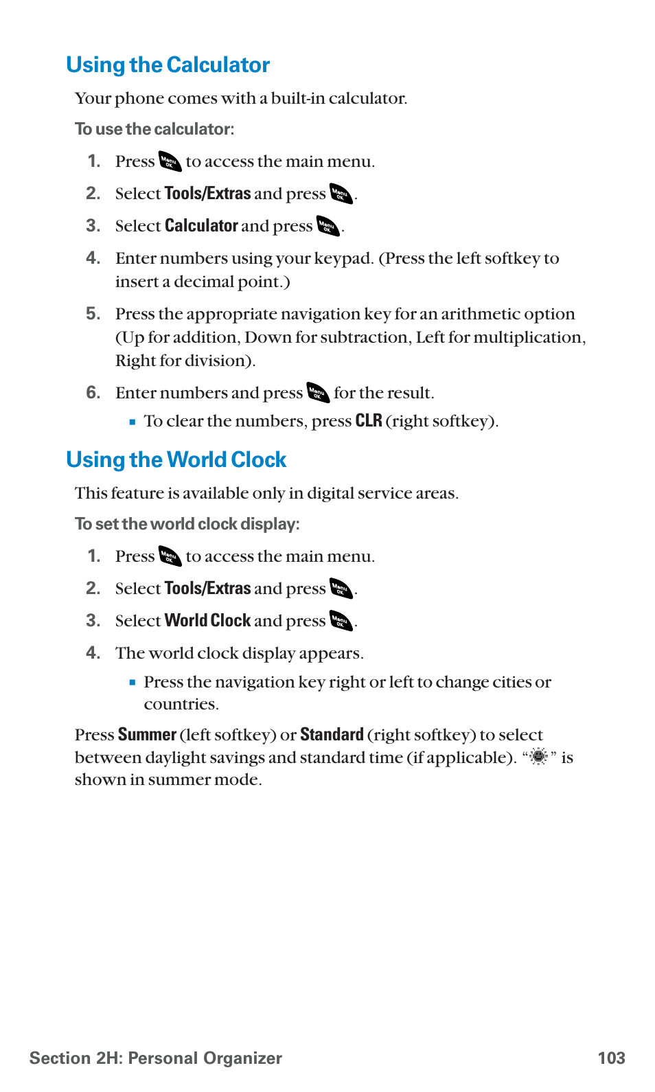 Using the calculator, Using the world clock | Sanyo SCP-4920 User Manual | Page 114 / 230