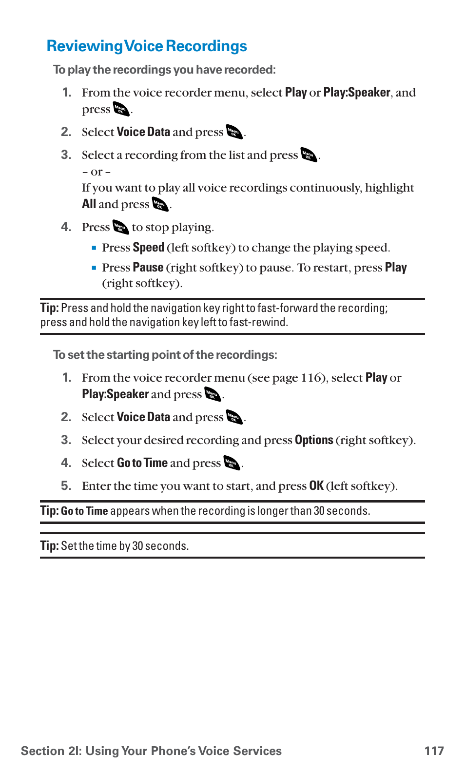 Reviewing voice recordings, Reviewingvoice recordings | Sanyo SCP-4920 User Manual | Page 128 / 230