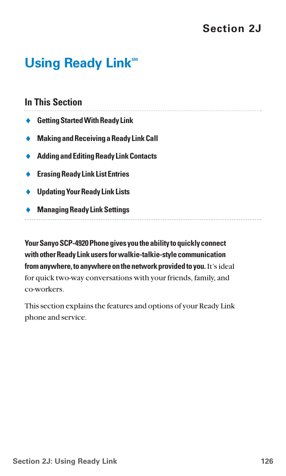 2j. using ready link, Using ready link | Sanyo SCP-4920 User Manual | Page 137 / 230