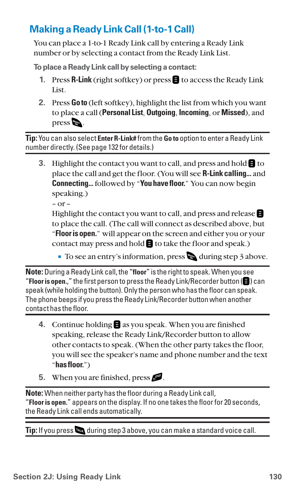 Making a ready link call (1-to-1 call) | Sanyo SCP-4920 User Manual | Page 141 / 230