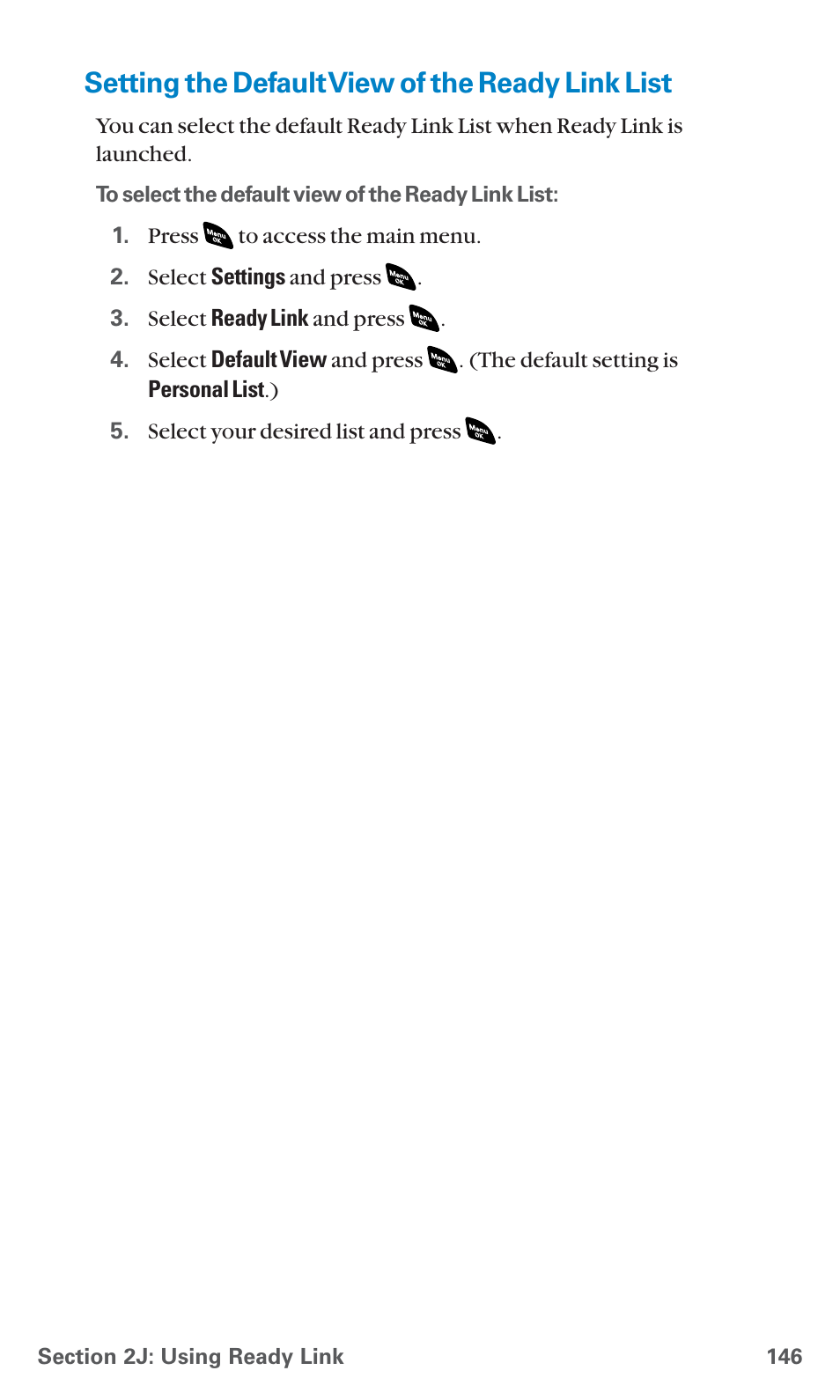 Setting the default view of the ready link list | Sanyo SCP-4920 User Manual | Page 157 / 230