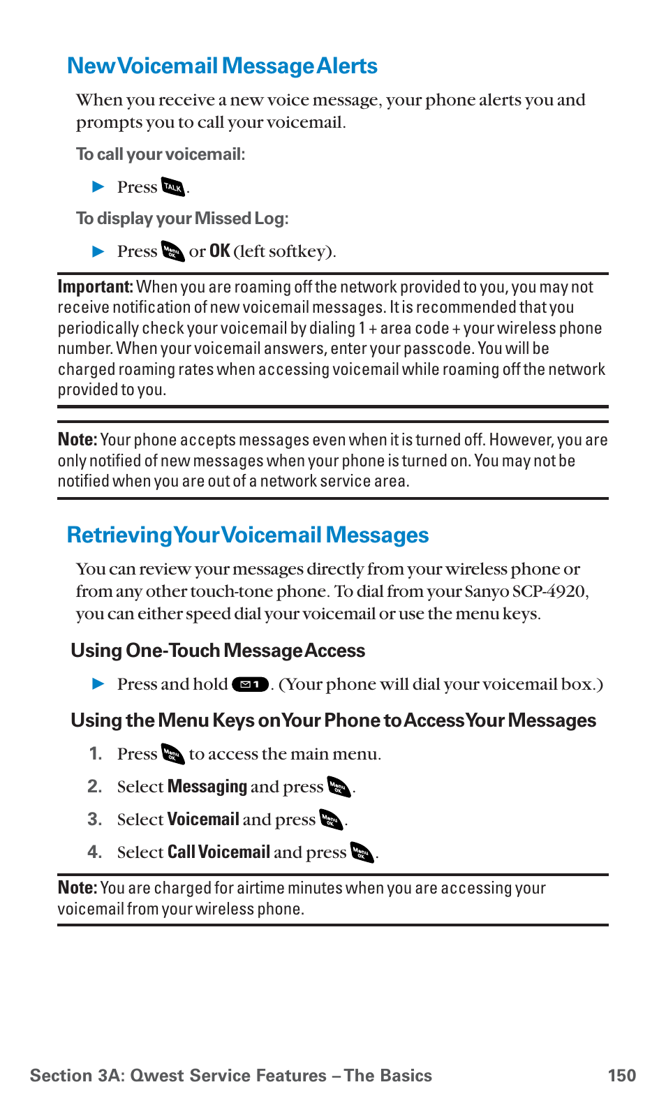 New voicemail message alerts, Retrieving your voicemail messages, Retrievingyour voicemail messages | Sanyo SCP-4920 User Manual | Page 161 / 230