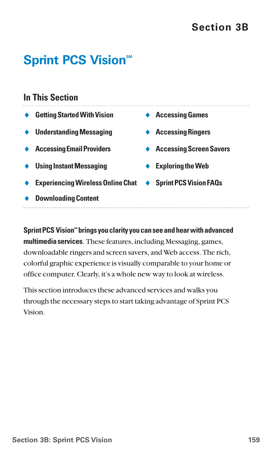 3b. sprint pcs vision, Sprint pcs vision | Sanyo SCP-4920 User Manual | Page 170 / 230