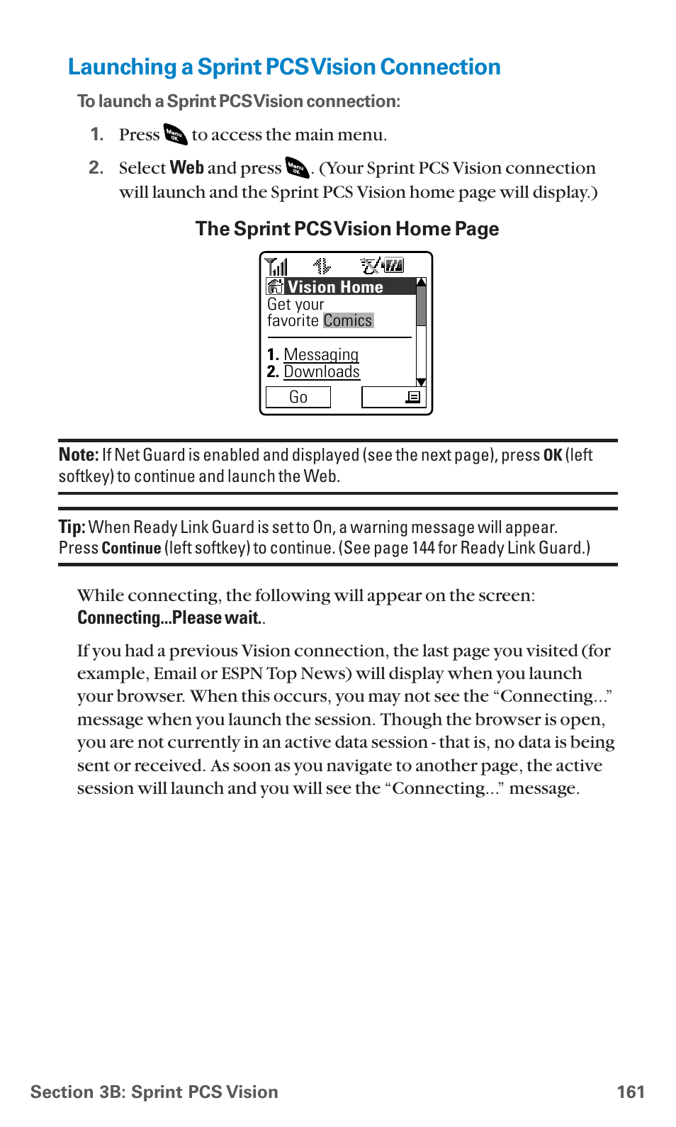 Launching a sprint pcs vision connection | Sanyo SCP-4920 User Manual | Page 172 / 230