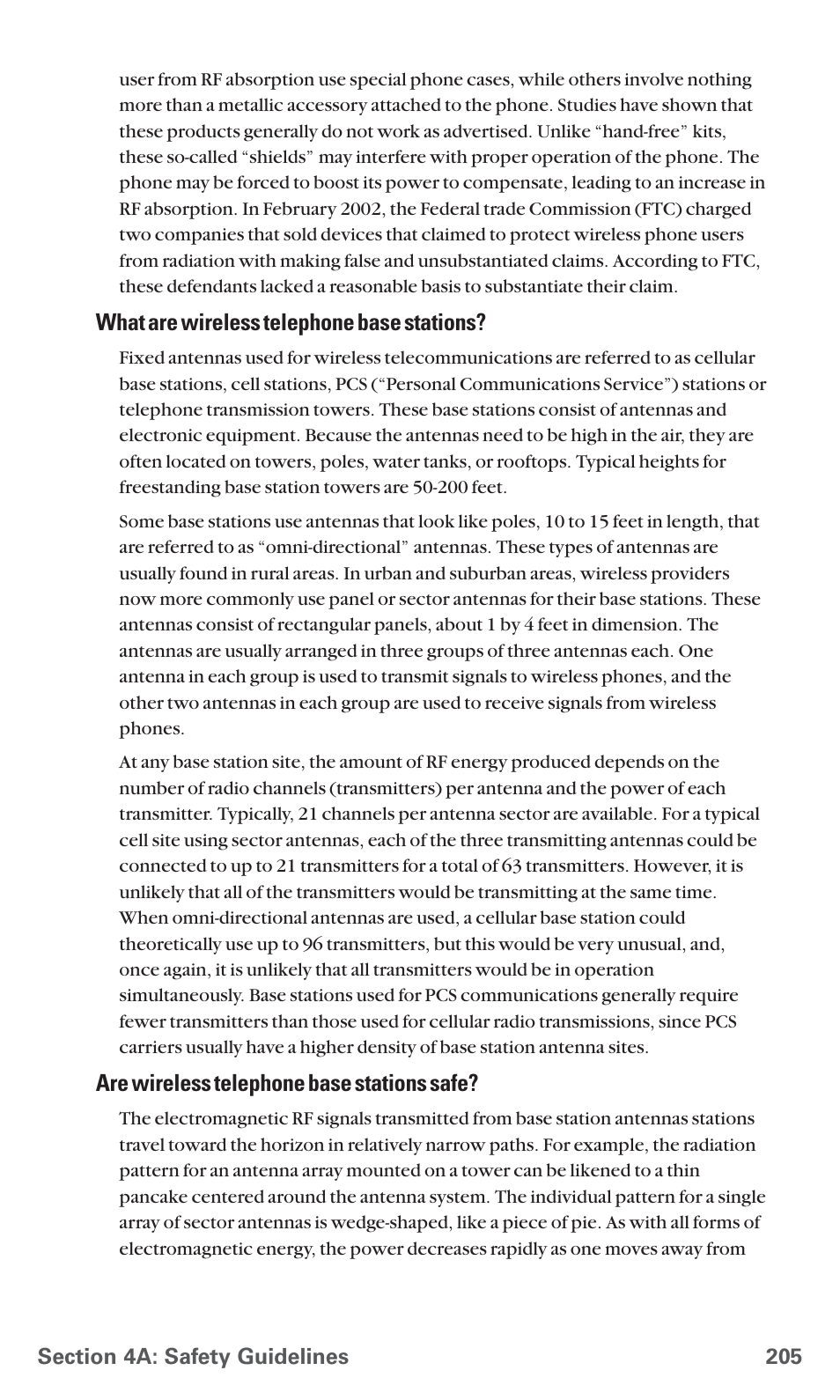 What are wireless telephone base stations, Are wireless telephone base stations safe | Sanyo SCP-4920 User Manual | Page 216 / 230